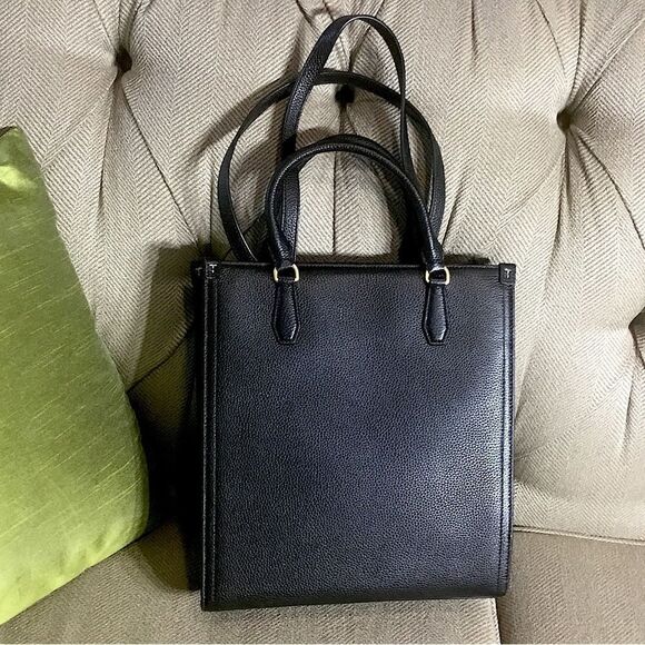 TORY BURCH SHOULDER BAG, BLACKS HANDBAG WITH TORY BURCH LOGO IN GOLD TONE - Picture 8 of 9